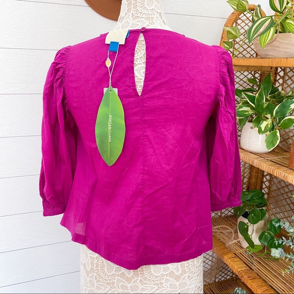 NWT Farm Rio Kelsie Peasant Blouse Purple Anthro - Picture 11 of 14